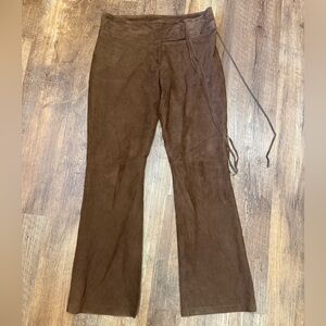 Cache Brown 100% Suede Goat Leather Pants size 8